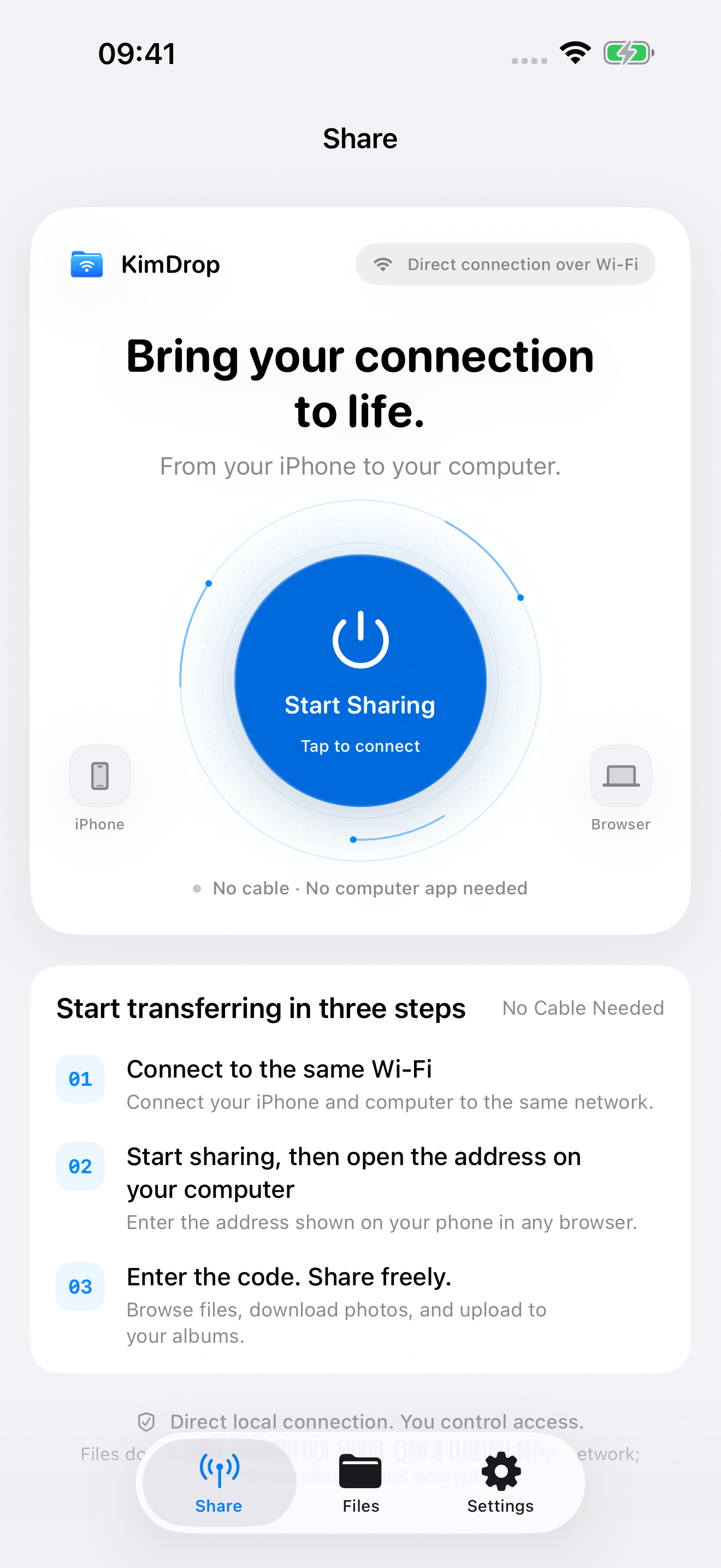 KimDrop sharing screen
